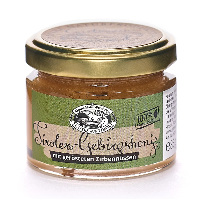 Tiroler Gebirgshonig mit gerösteten Zirbennüssen.